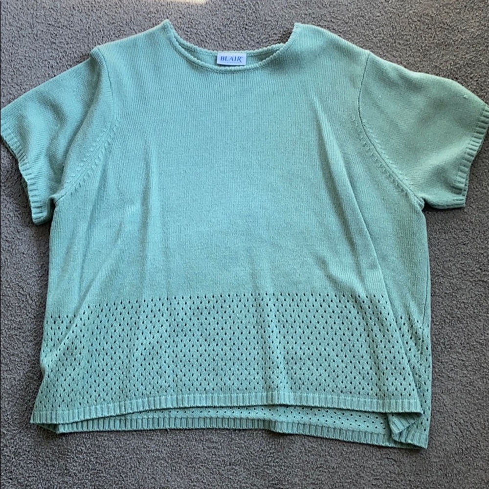 loose, draft turquoise blouse